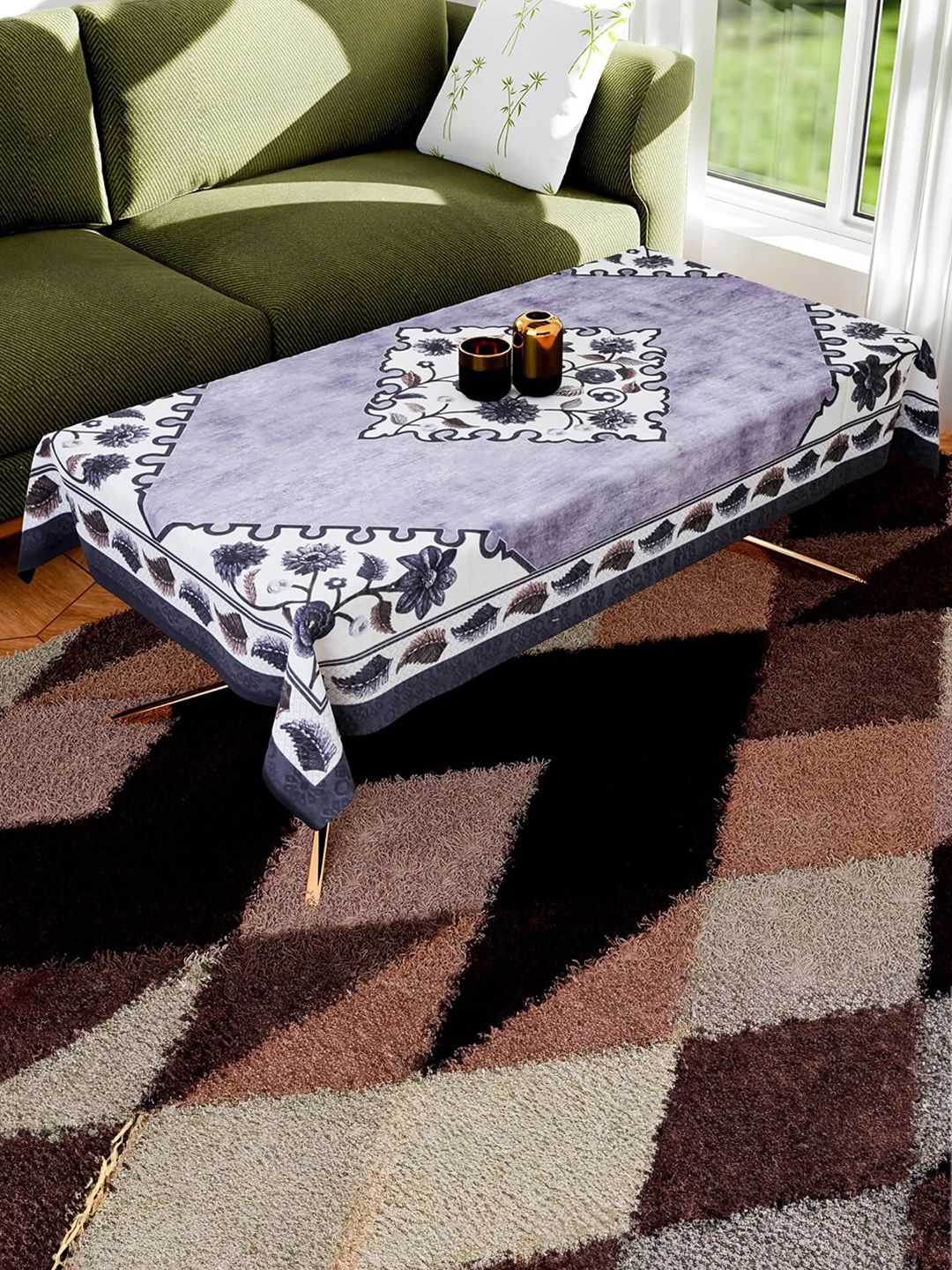 zukiodecor Lavender Floral 4-Seater Table Cover