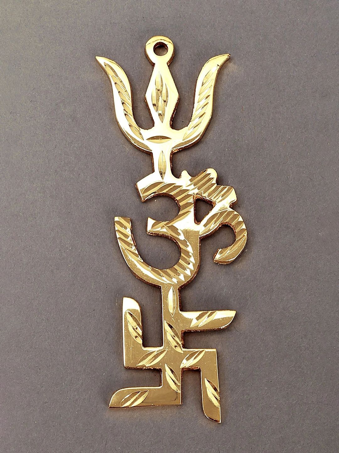 Exotic India Swastik Om Trishul Symbol Tri Shakti Pooja Yantra Wall Decor