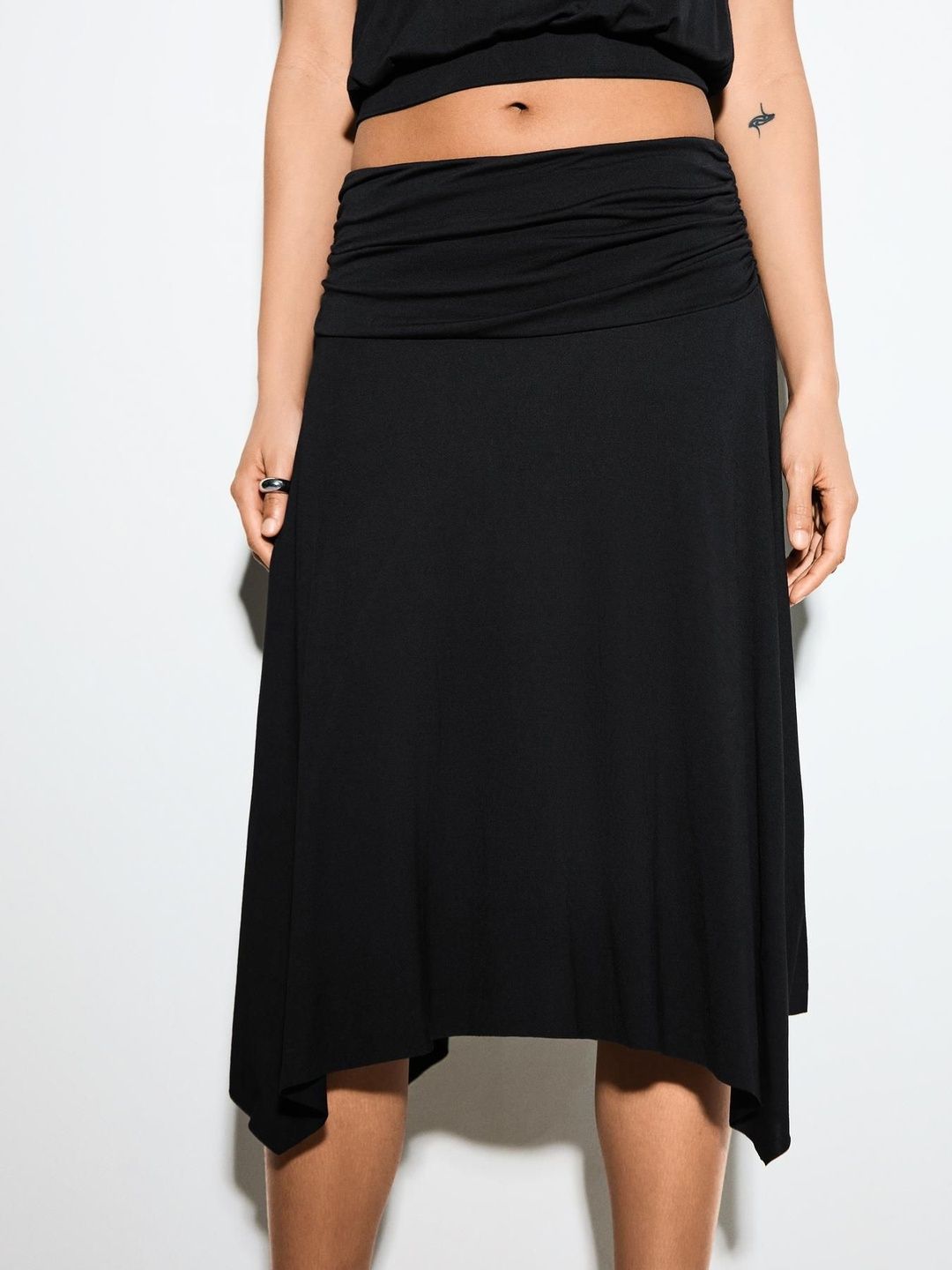 Ruched midi skirt