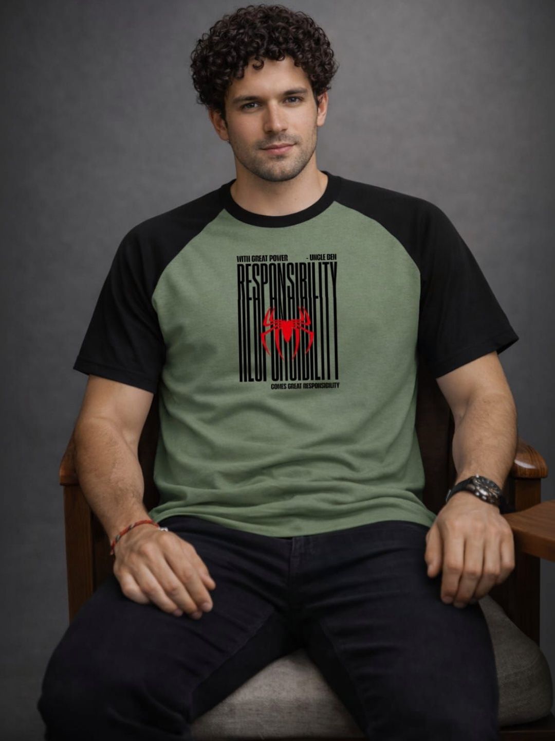 DAMN GUD DG Men Typography Colourblocked Round Neck Cotton T-shirt