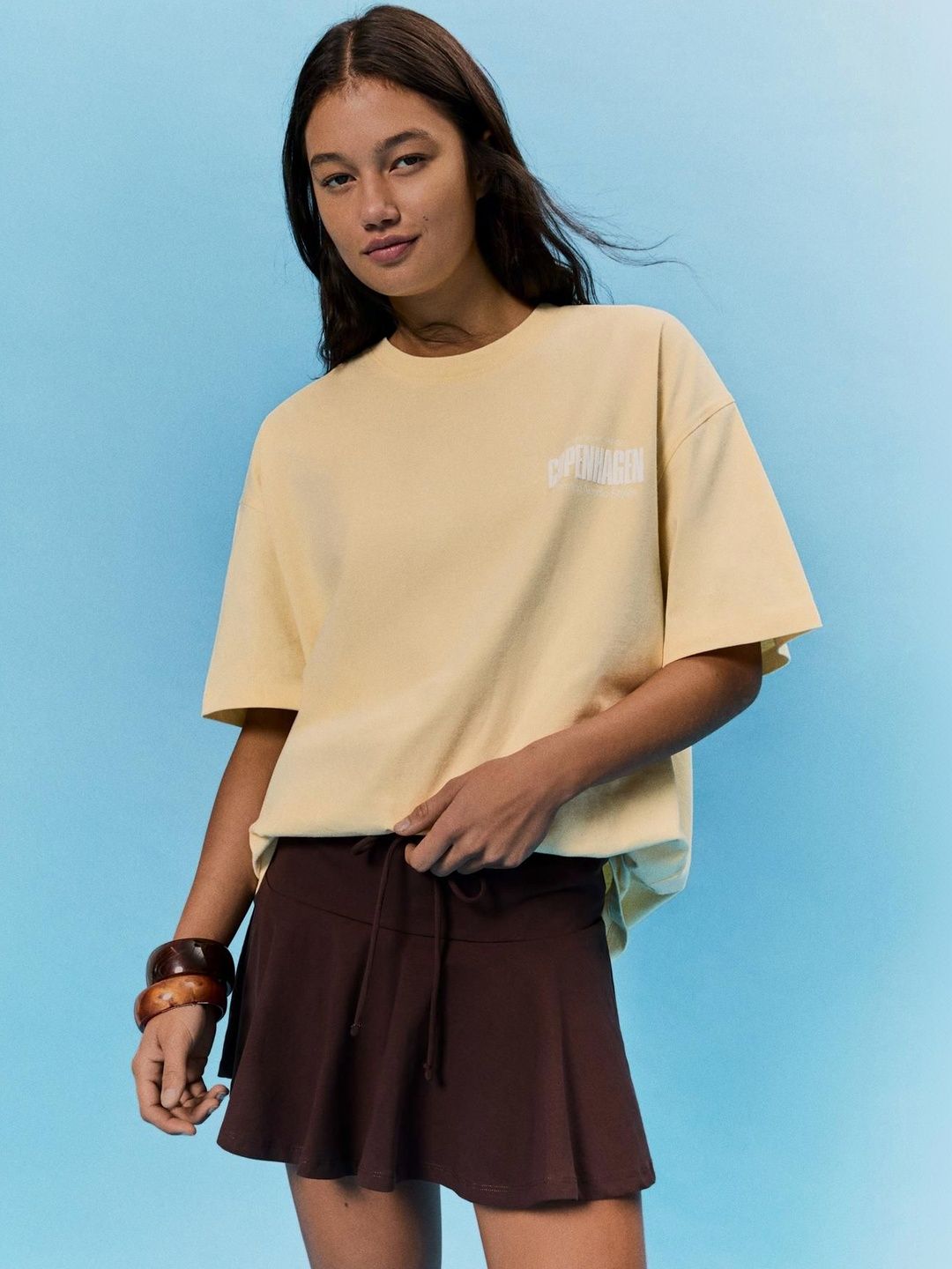 Cotton Mini Skort With Tie Waist