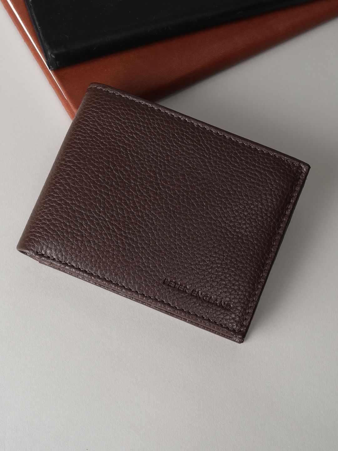 Peter England Men Textured Leather Wallets