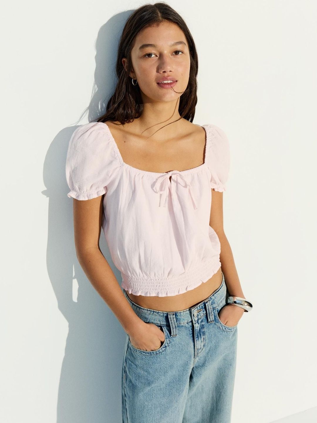 Rustic Puff Sleeve Pure Cotton Blouse