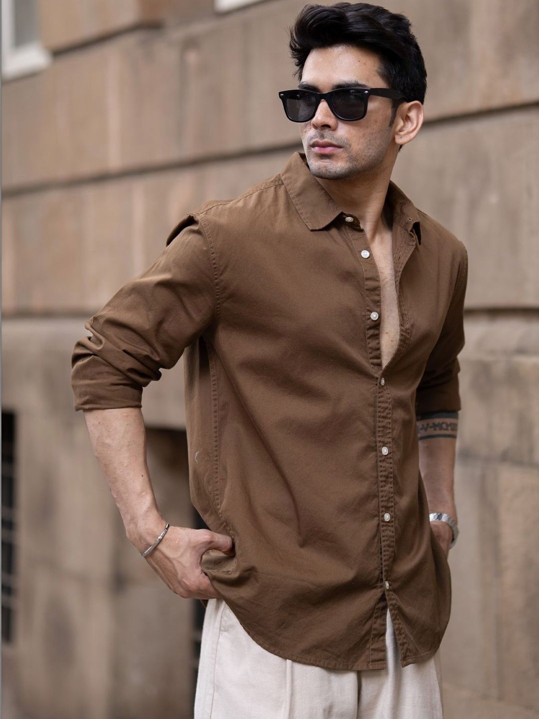 Powerlook Powerlook Tan Brown Washed Shirts