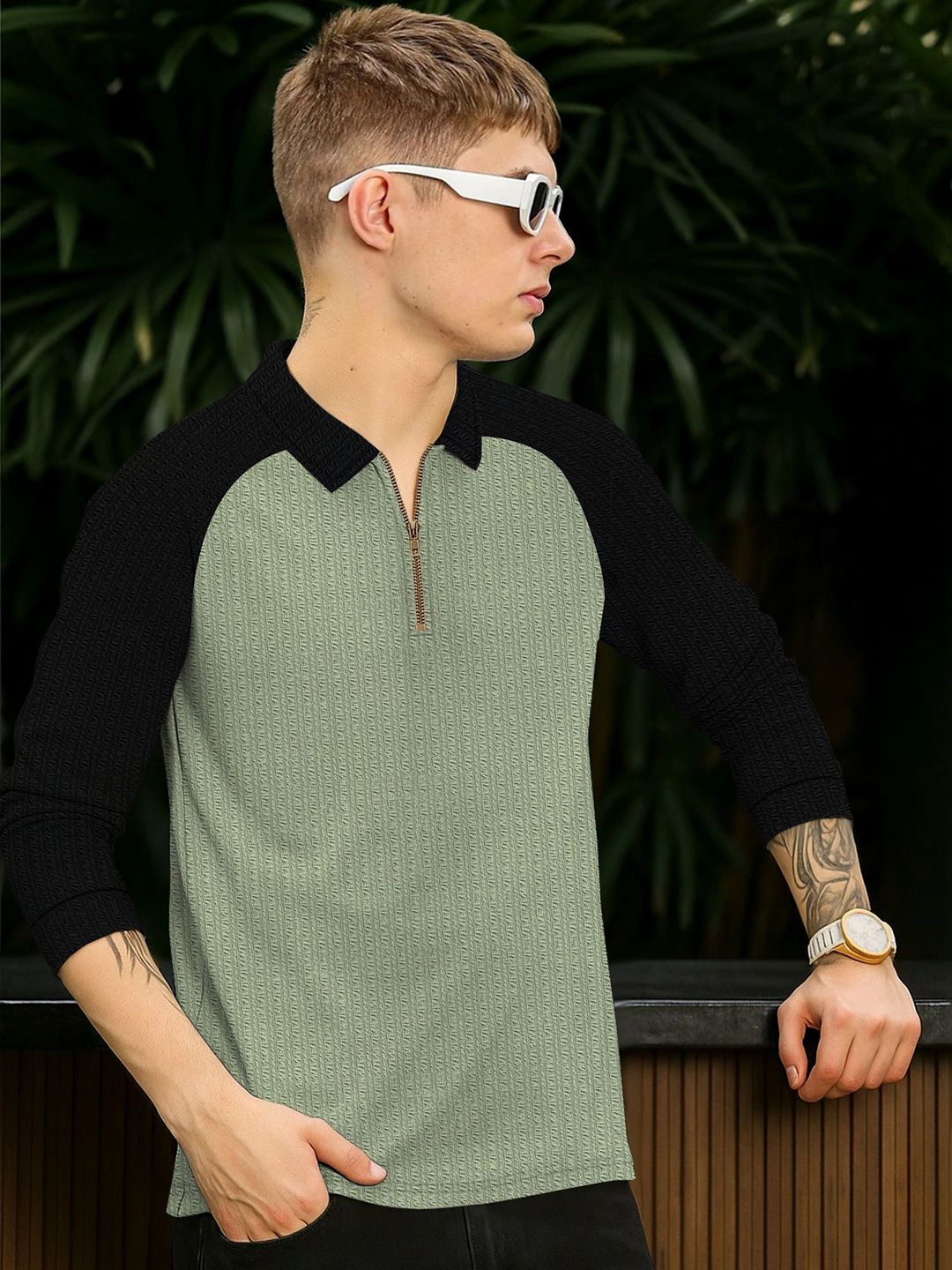 KAJARU Men Colourblocked Polo Collar T-shirt