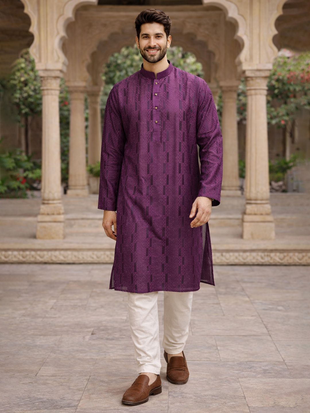 House of Pataudi Ethnic Motifs Embroidered Sequins Straight Kurta