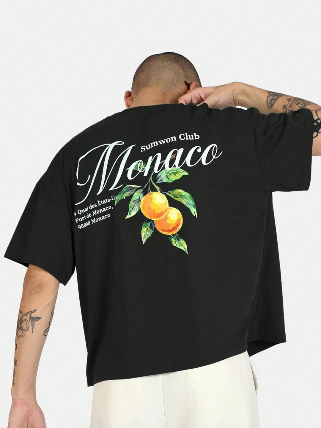 HASTEN Men Printed Drop-Shoulder Sleeves T-shirt