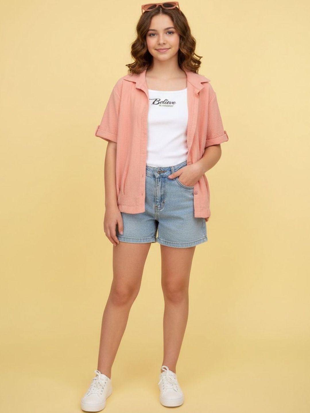 V-Mart Mandarin Collar Cotton Top