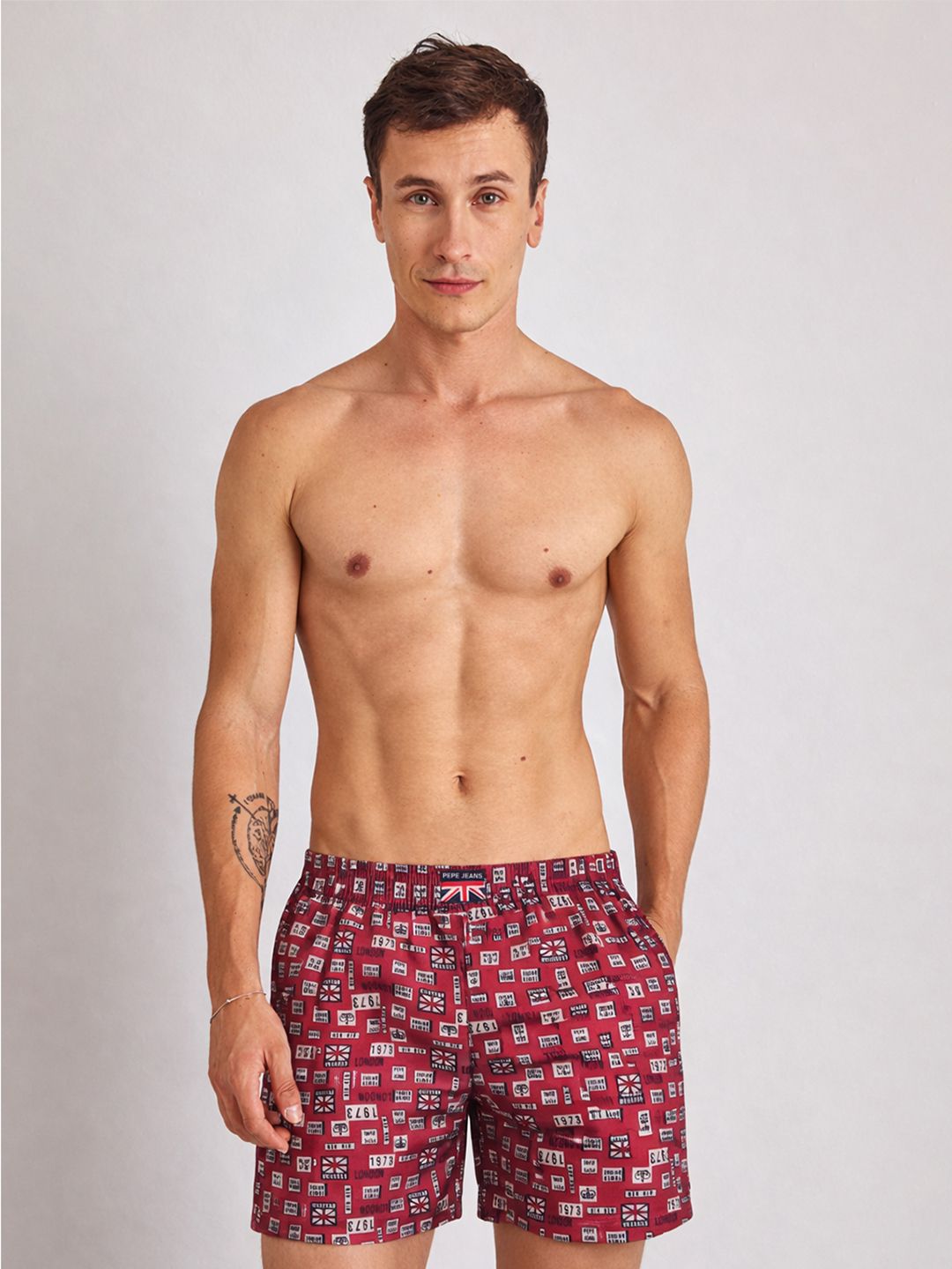 Pepe Jeans Men Geometric Printed Breathable Cotton Boxers