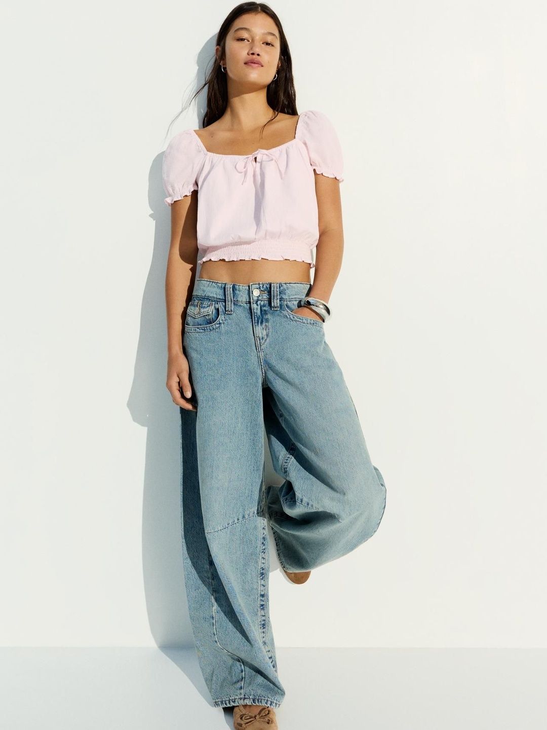 Rustic Puff Sleeve Pure Cotton Blouse