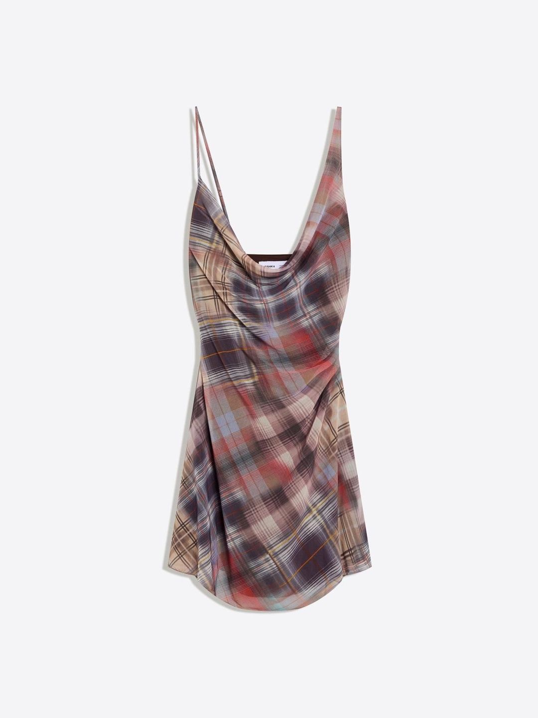 Mini Checked Chiffon Tulle Dress