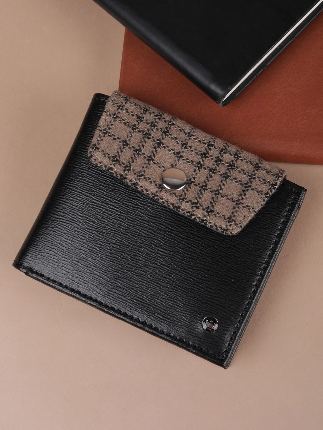 Louis Philippe Men Checked Leather Wallets