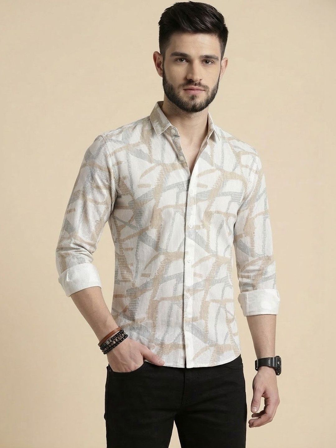 R.Code by The Roadster Life Co. Men Slim Fit Printed Shirts