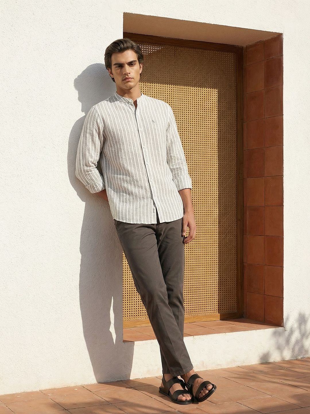 Mr Bowerbird Tailored Fit Vertical Striped Casual Shirt