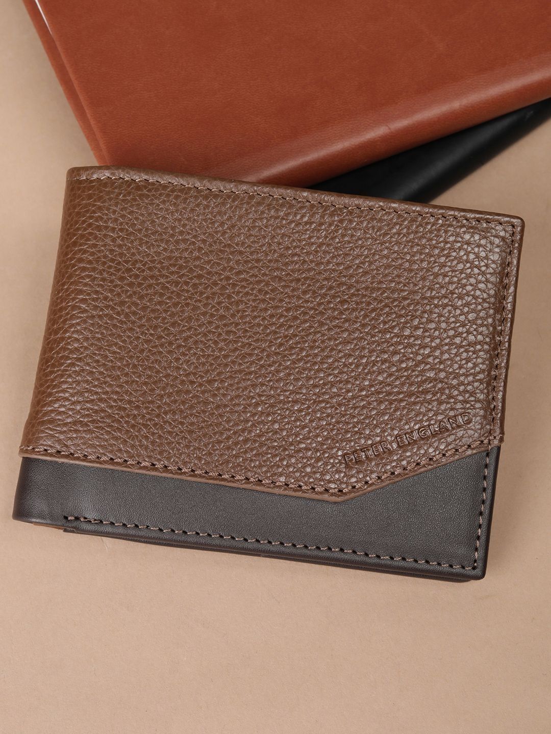 Peter England Men Textured Leather Wallets