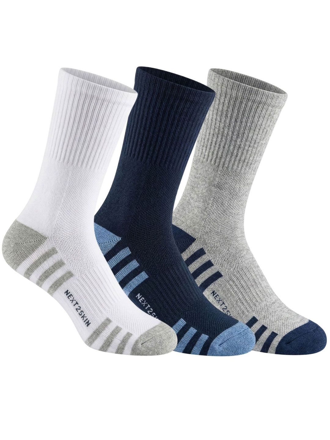 N2S NEXT2SKIN Men Pack of 3 Cotton Assorted Ankle Length Socks