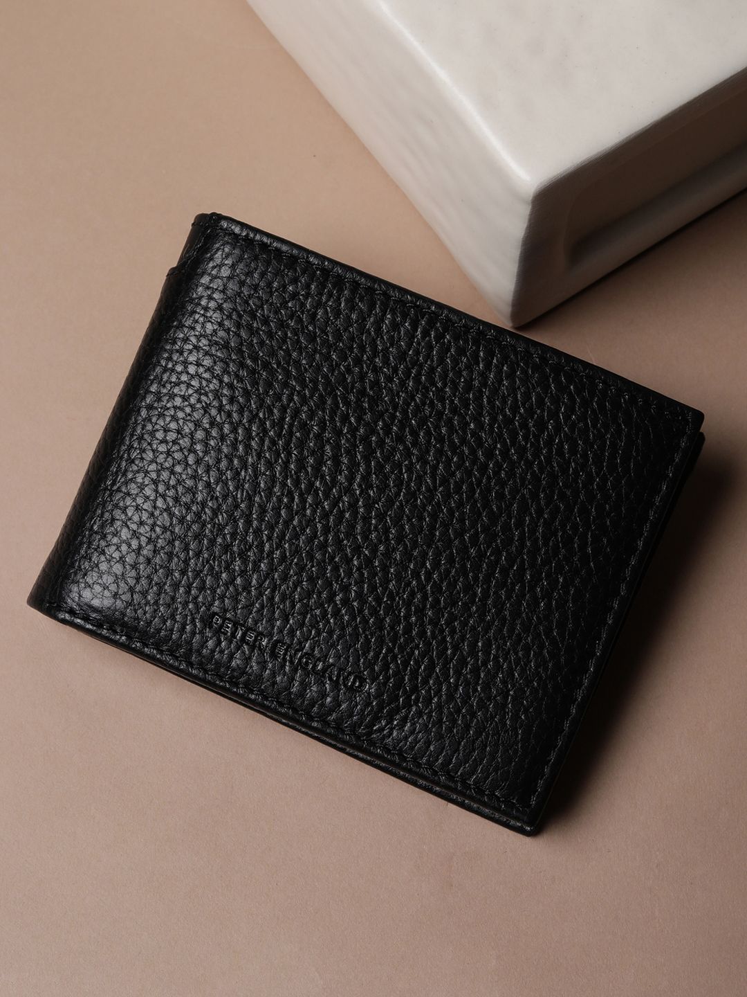 Peter England Men Textured Leather Wallets