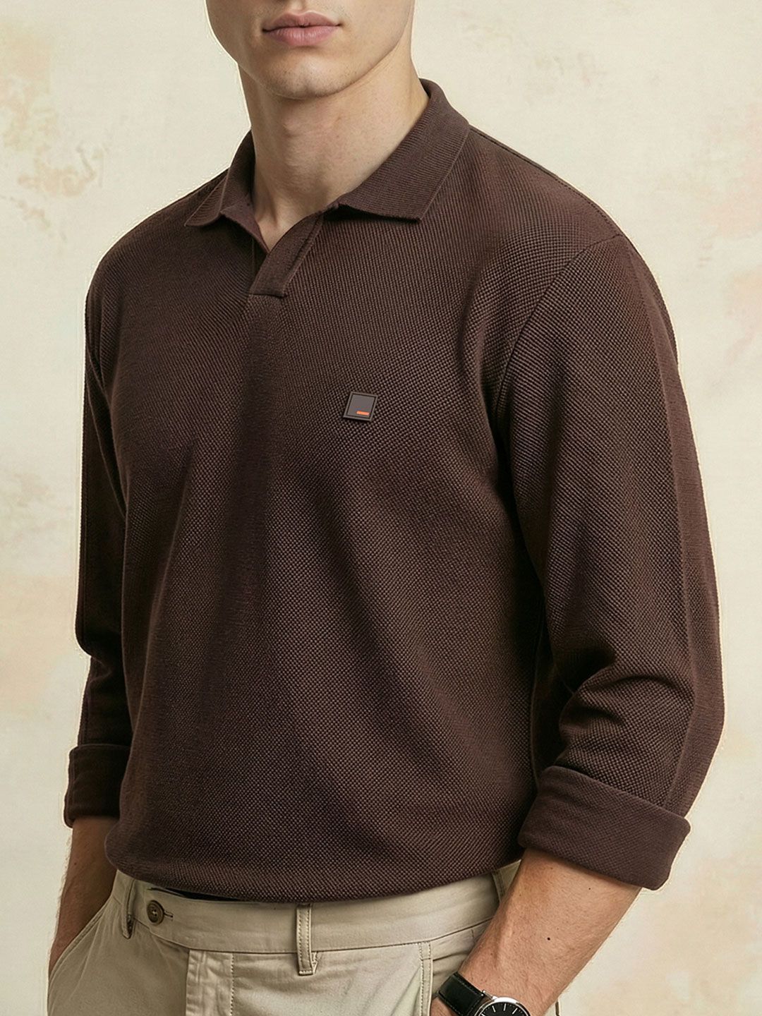 Buy XYXX Men Solid Full Sleeve Polo Collar T-Shirt - Tshirts for