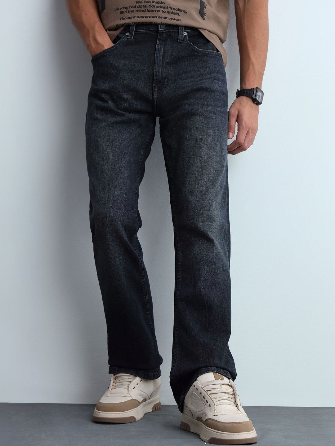 Flying Machine Men Bootcut Mid-Rise Light Fade Stretchable Jeans