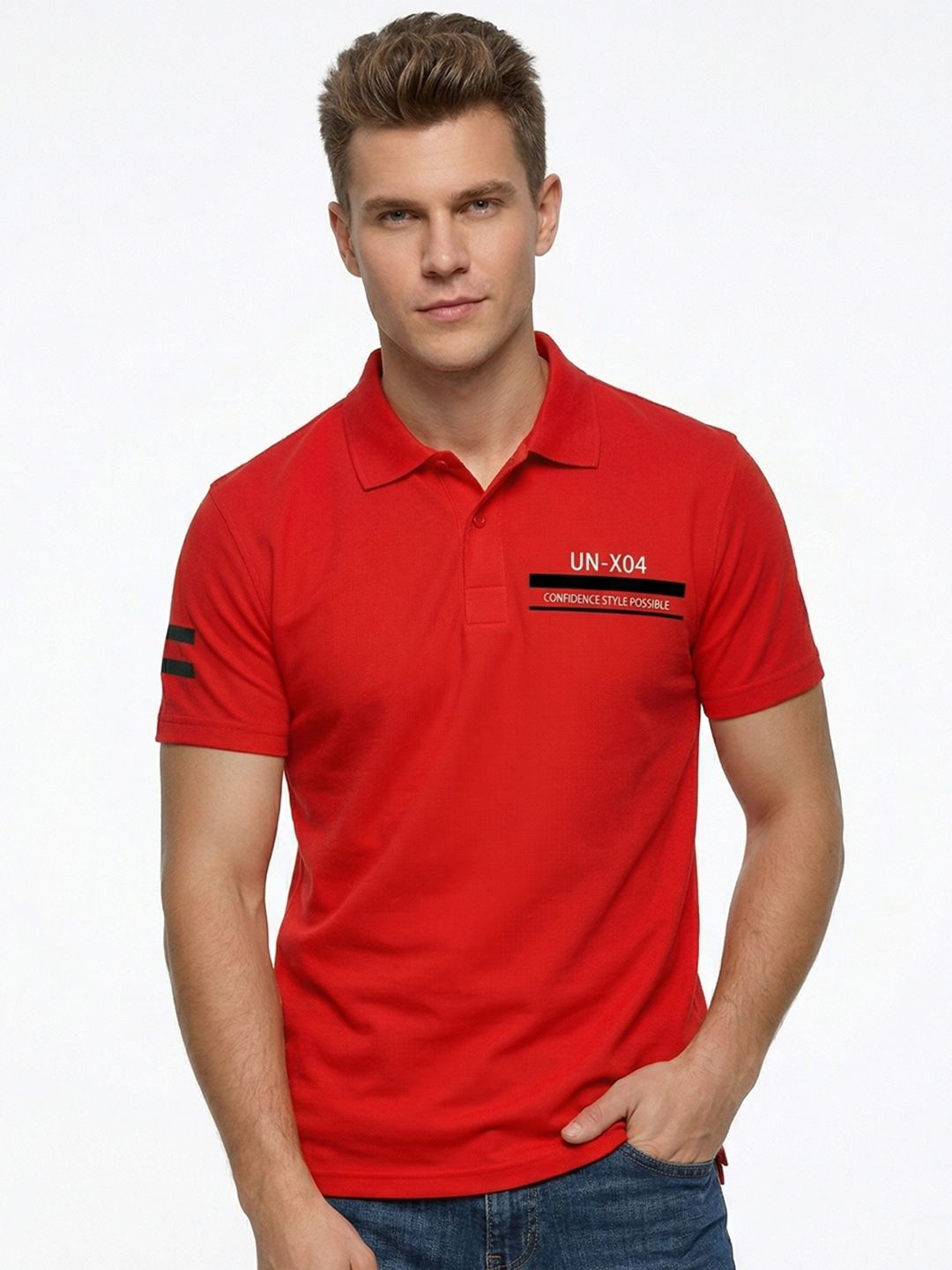 Here&Now X Game Begins Men Typography Printed Polo Collar T-shirt