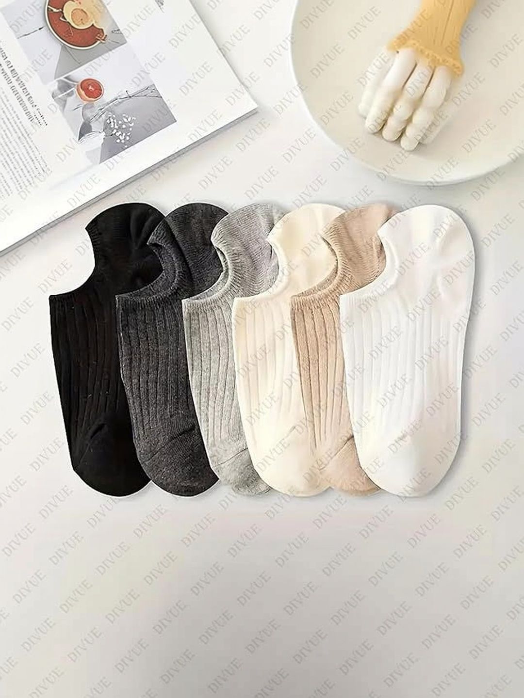 PRASTHAN Men Pack of 6 Cotton Blend Ankle Length Socks