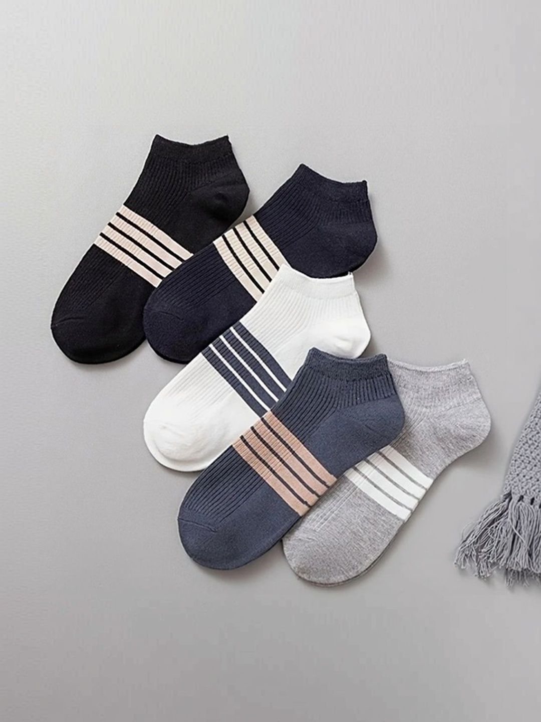 PRASTHAN Men Pack of 5 Cotton Blend Ankle Length Socks