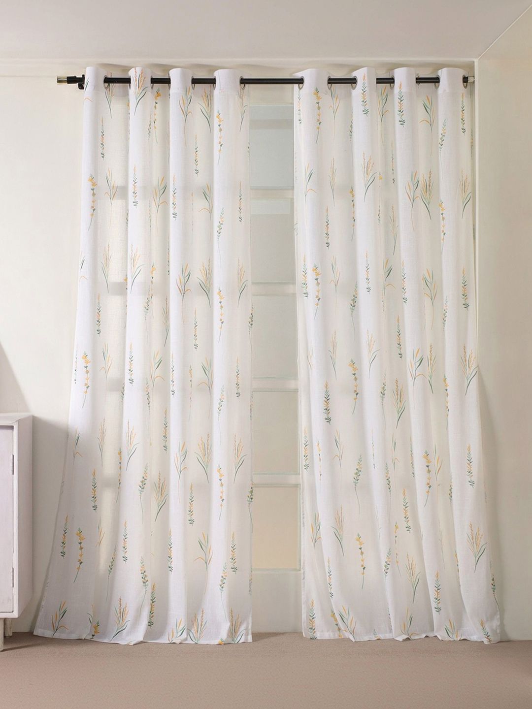 HOMEMONDE Multicoloured Set of 2 Floral Sheer Long Door Regular