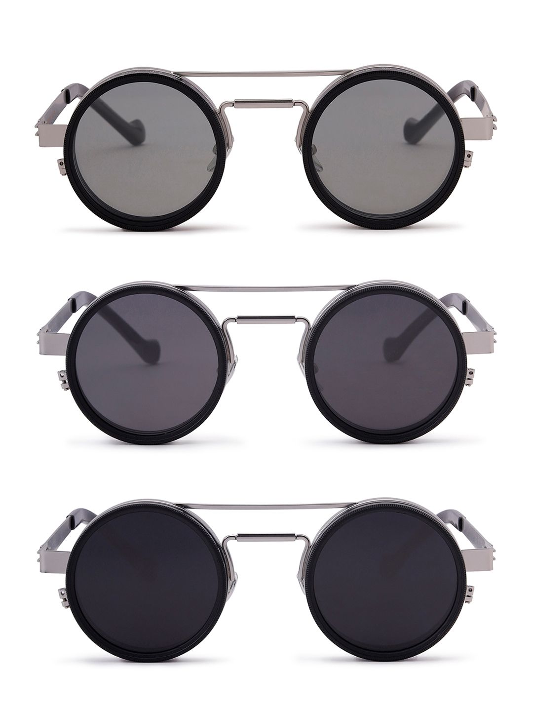 WROGN Unisex Black Lens & Silver-Toned Round Sunglasses