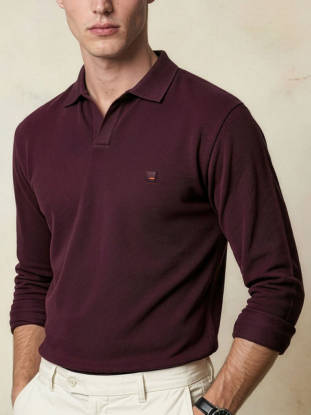Men Polo Collar T-shirt DAMENSCH Rich Texture Moisture Controlled Fabric All Degree Full Sleeve Polo Tshirts