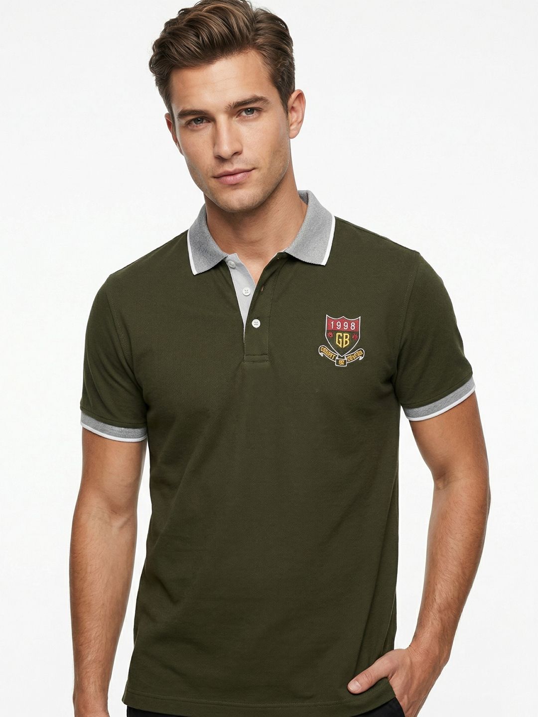 Here&Now X Game Begins Men Brand Logo Polo Collar T-shirt