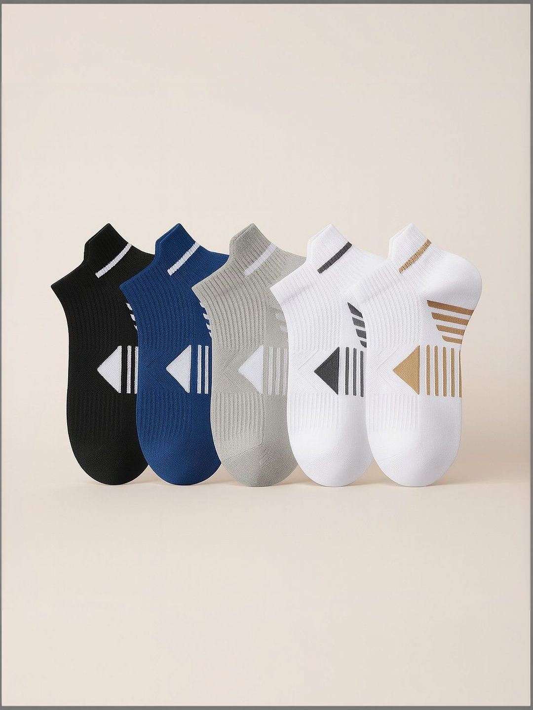 PRASTHAN Men Pack of 5 Cotton Blend Ankle Length Socks