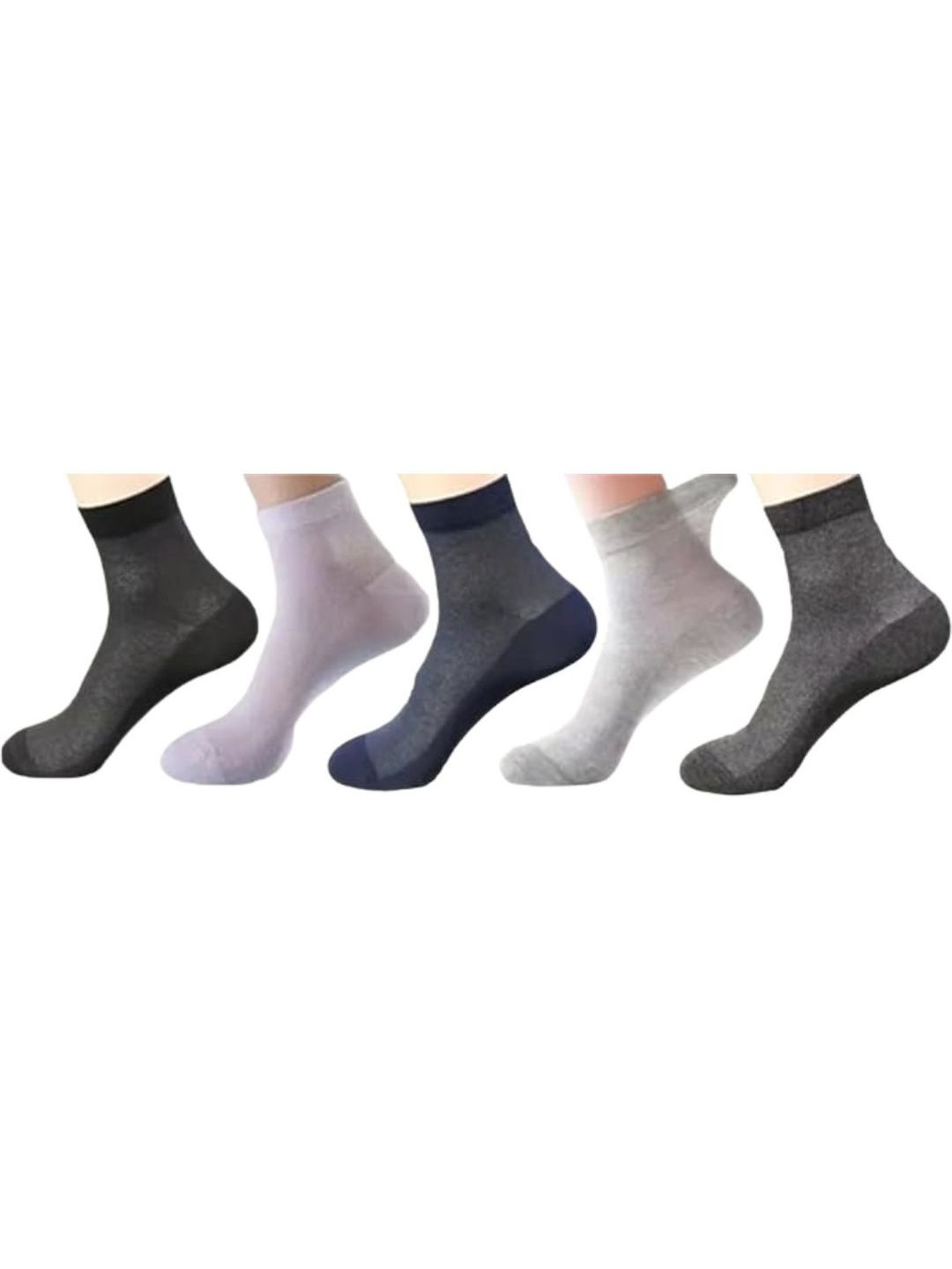 PRASTHAN Men Pack Of 5 Patterned Cotton Blend Ankle Length Socks