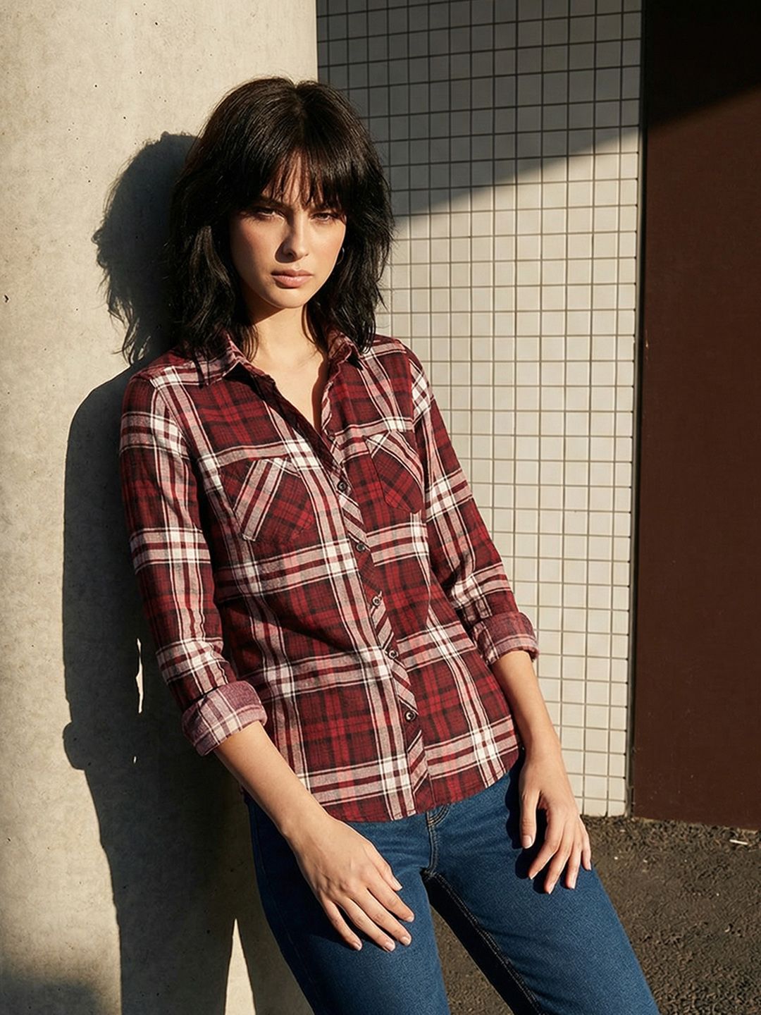 Roadster The Roadster Life Co. Classic Tartan Checked Pure Cotton Casual Shirt