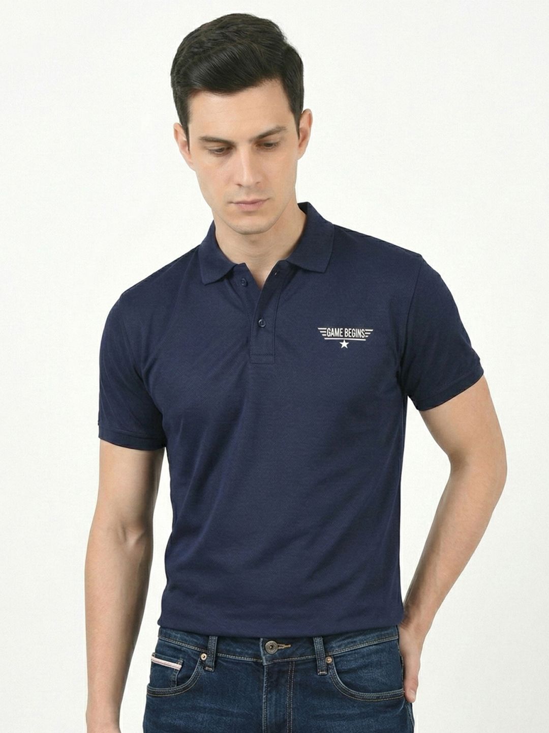 Here&Now X Game Begins Men Printed Polo Collar T-shirt