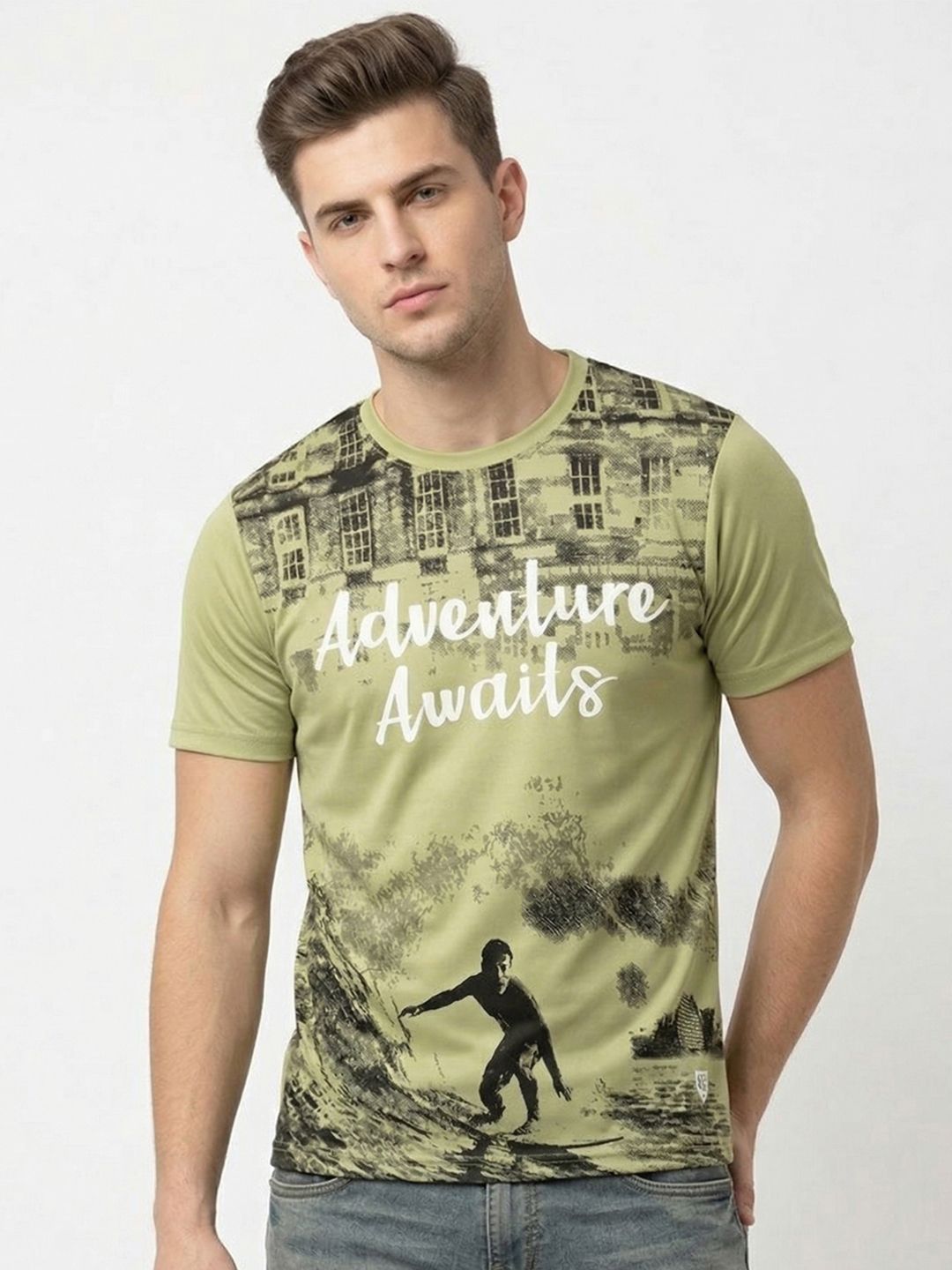 Here&Now X Game Begins Men Typography Printed Pure Cotton T-shirt