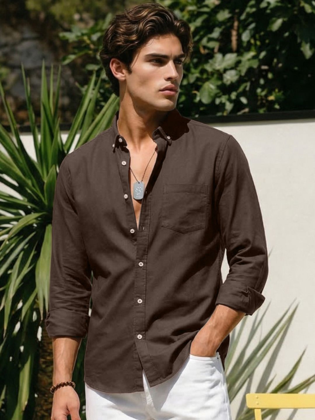 Urbano Fashion Men Button-Down Collar Full Sleeve Regular Fit Solid Oxford Shirt