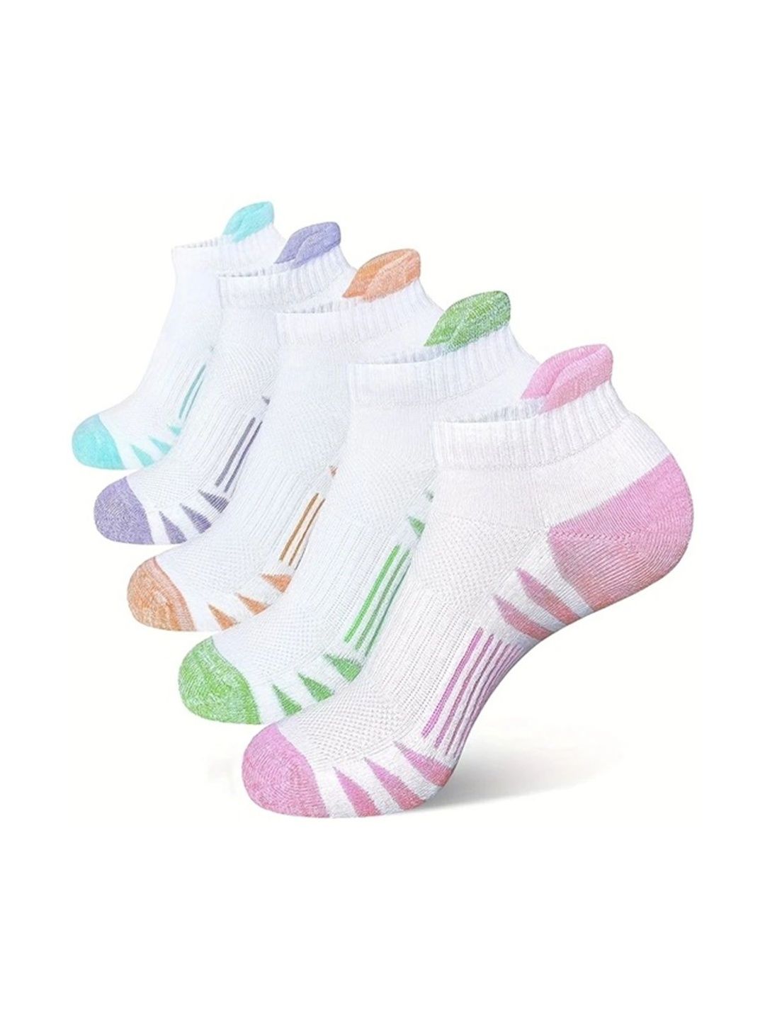 PRASTHAN Men Pack Of 5 Colourblocked Cotton Blend Ankle Length Socks