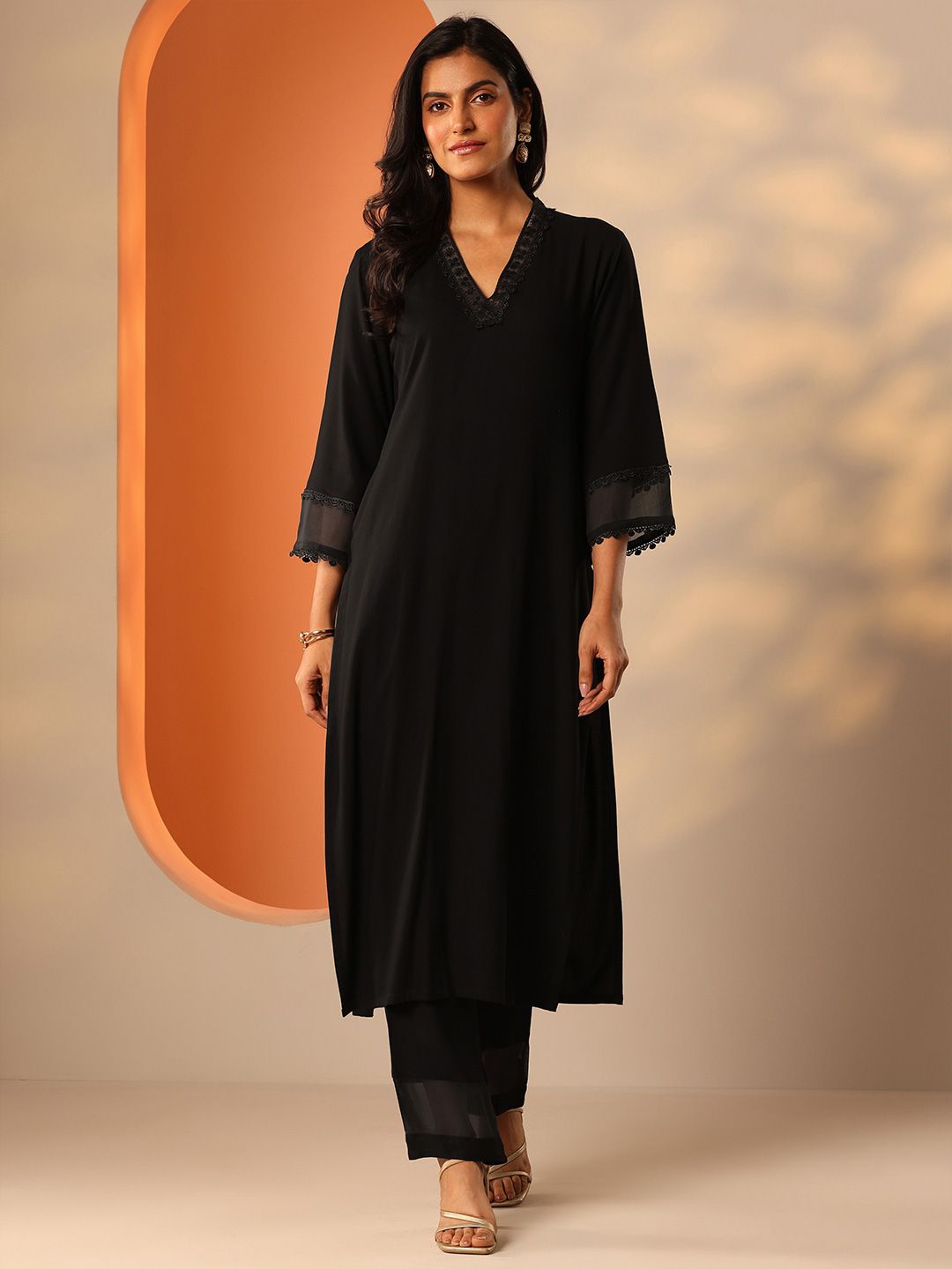 Libas Women Black Embellished Rayon Co-Ord Sets