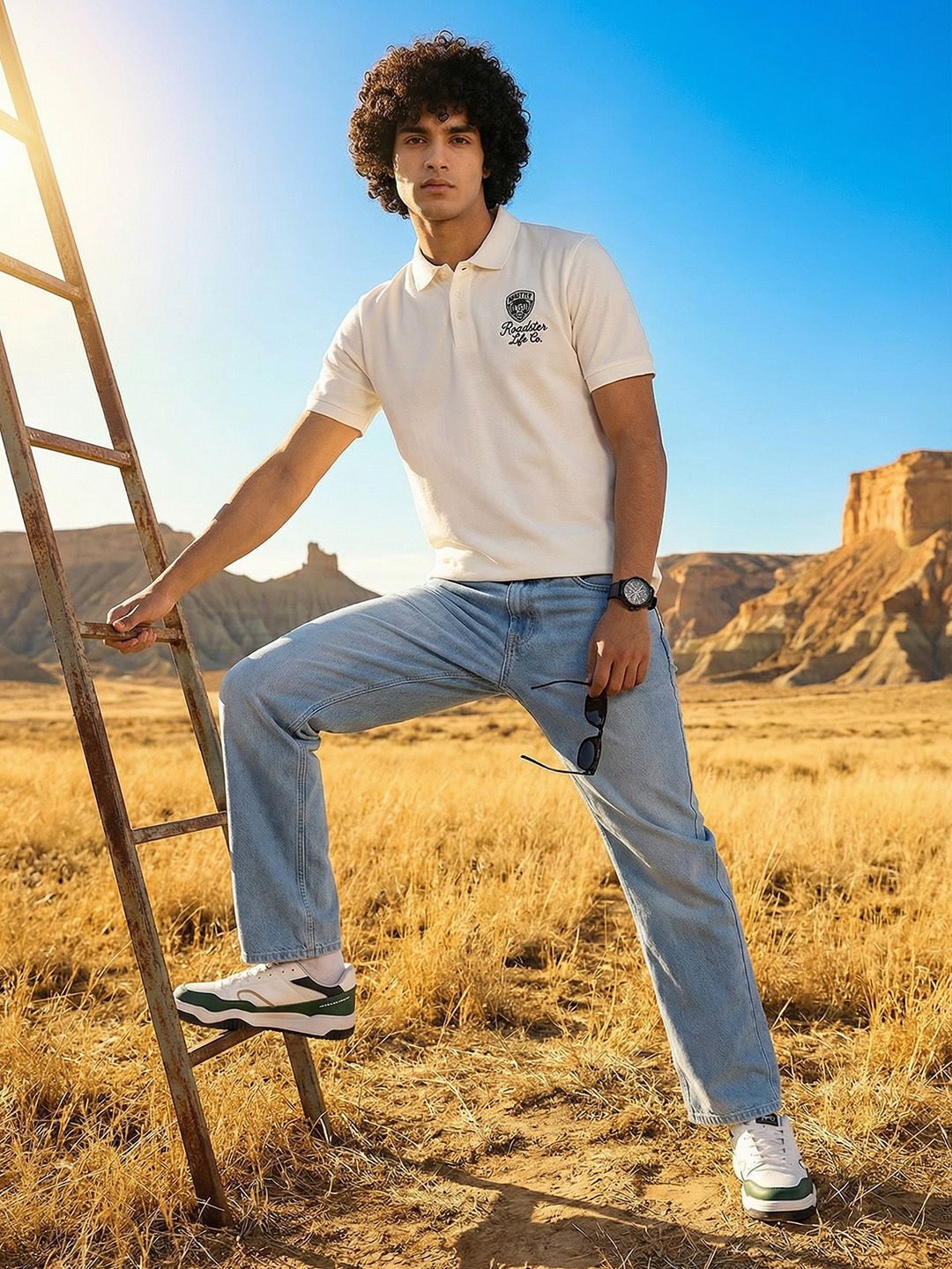 The Roadster Life Co. Brand Logo Printed Polo Collar T-shirt