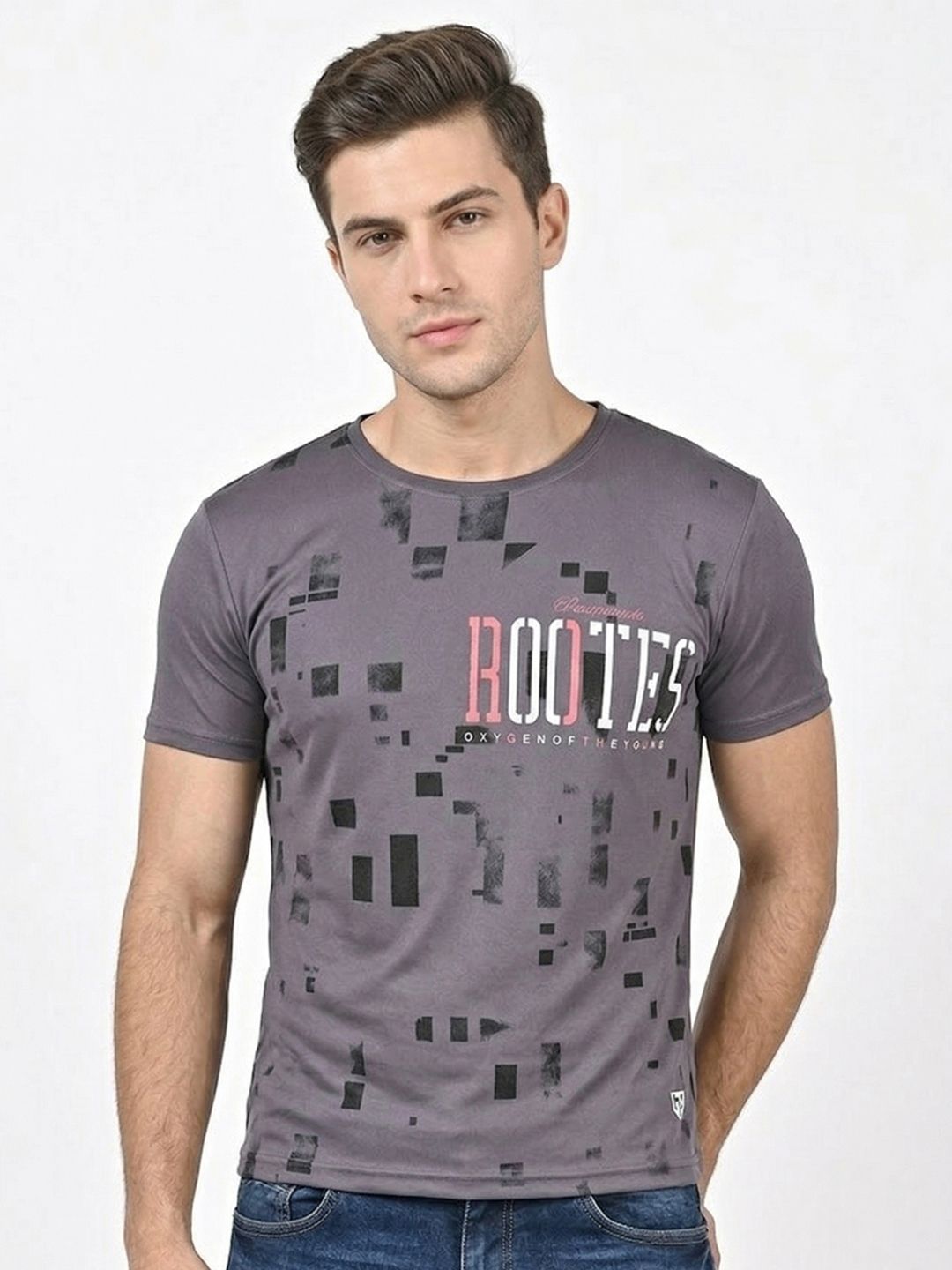 Here&Now X Game Begins Typography Printed Regular Fit Cotton T-shirt