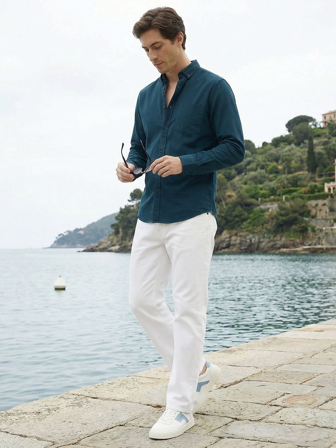 Mast & Harbour Button-Down Collar Pure Cotton Casual Shirt