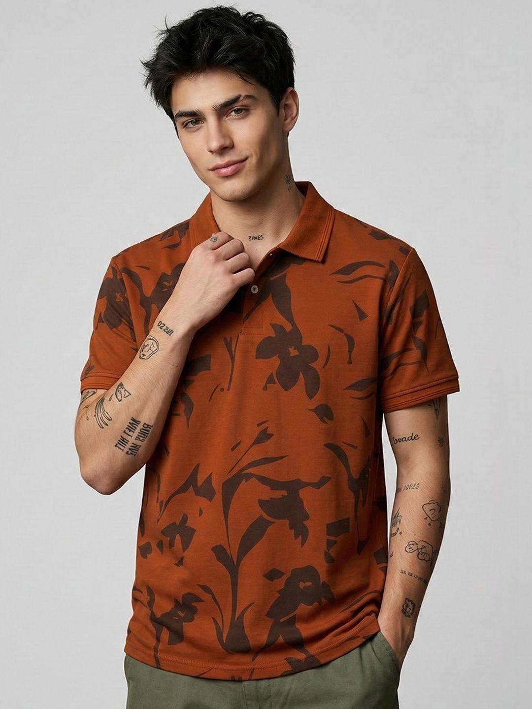 HERE&NOW Mens Polo Regular Fit Half Sleeve Casual Wear Tshirts