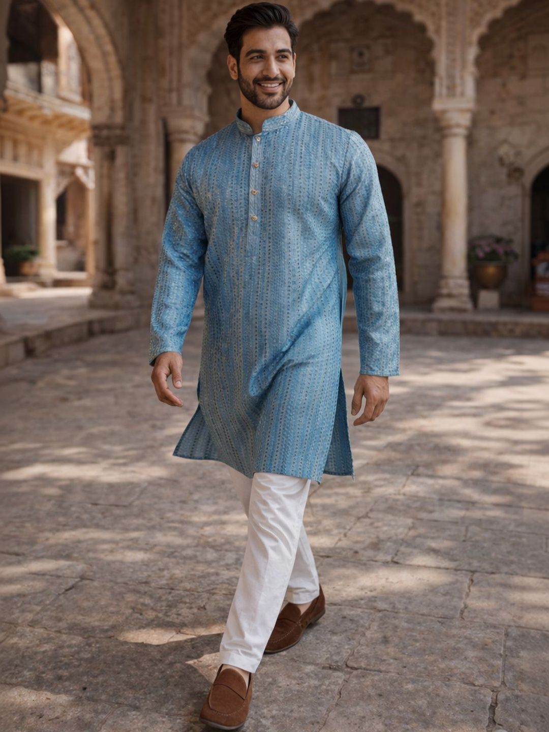HERE&NOW Men Ethnic Motifs Embroidered Sequinned Kurta