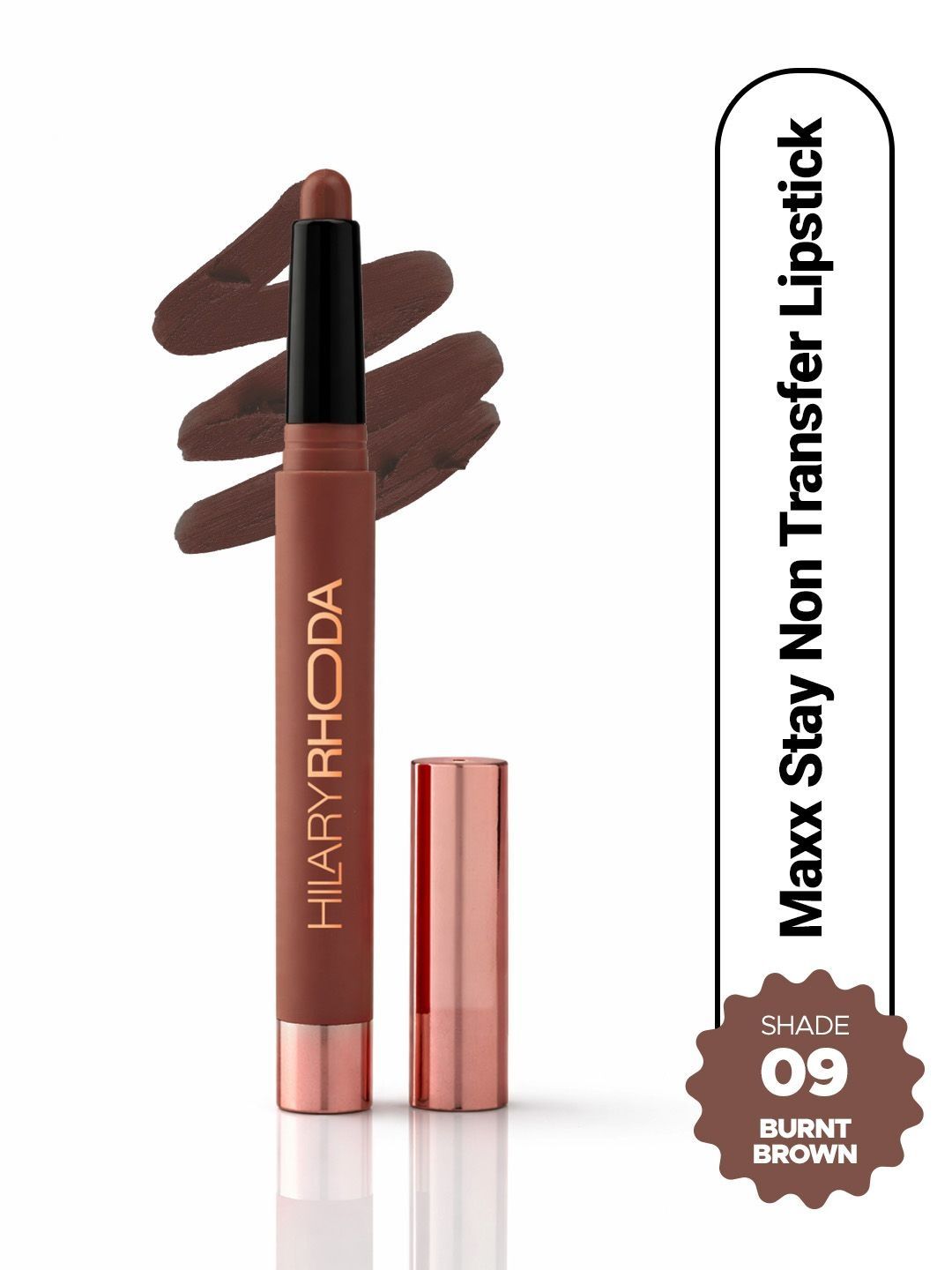 Hilary Rhoda Maxx Stay Non Transfer Lip Crayon Lipstic-Burnt Brown - Shade 09 - 1.5 g