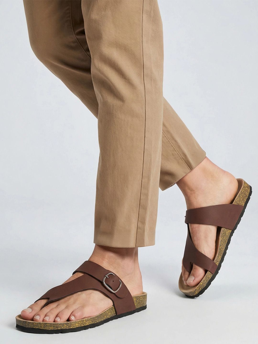 Styli Men Single Strap Buckle Sandals