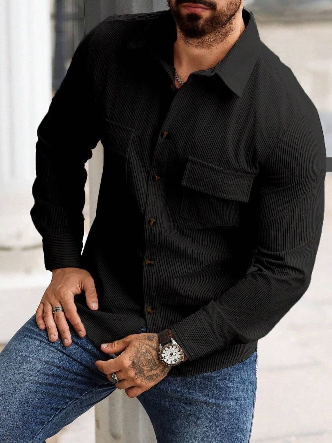 CHROVEL Men Corduroy Jacket