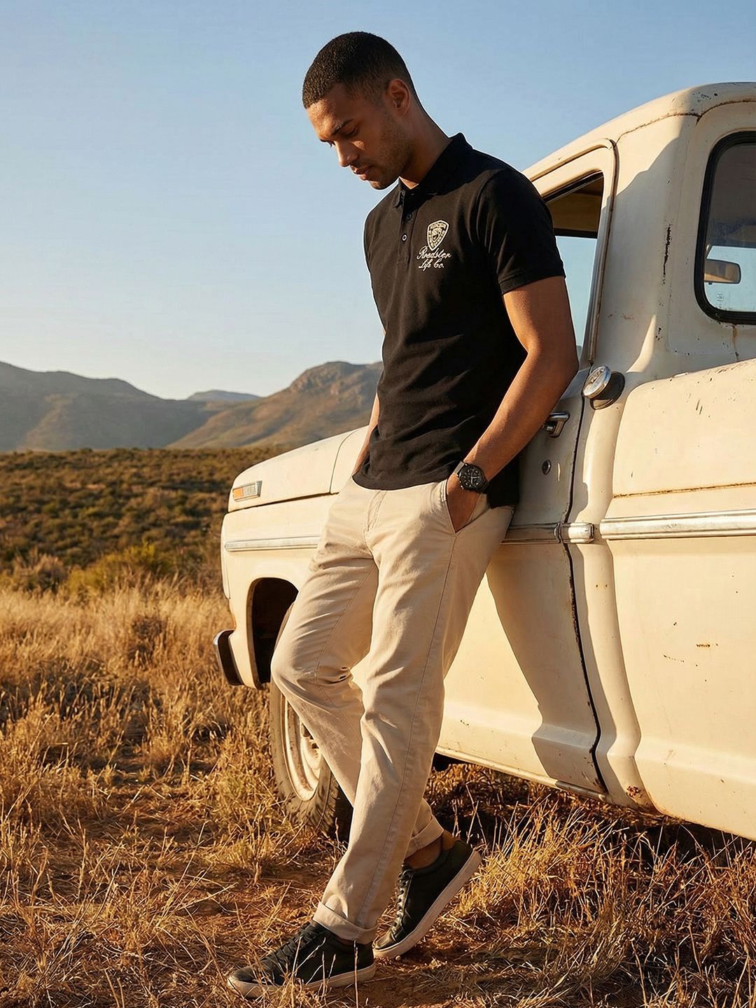 The Roadster Life Co. Brand Logo Embroidered Polo Collar T-shirt