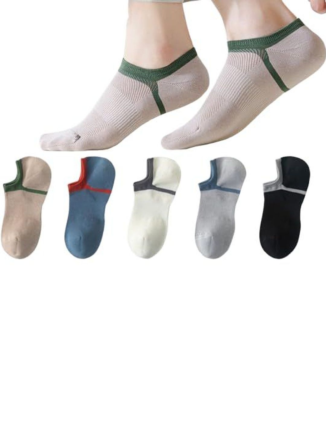PRASTHAN Men Pack of 5 Cotton Blend Ankle Length Socks