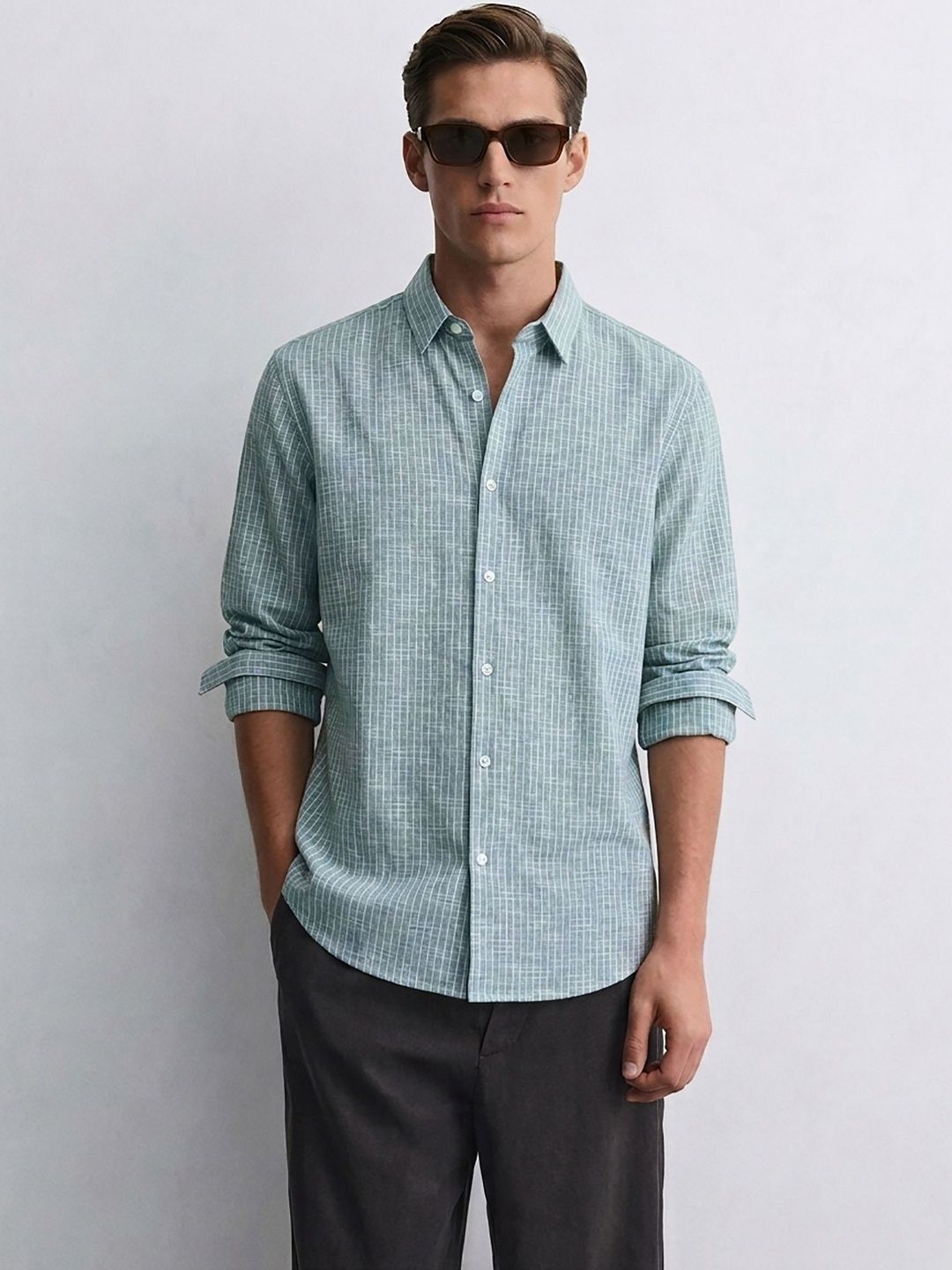 MISCHIEF MONKEY Men Classic Striped Casual Shirt