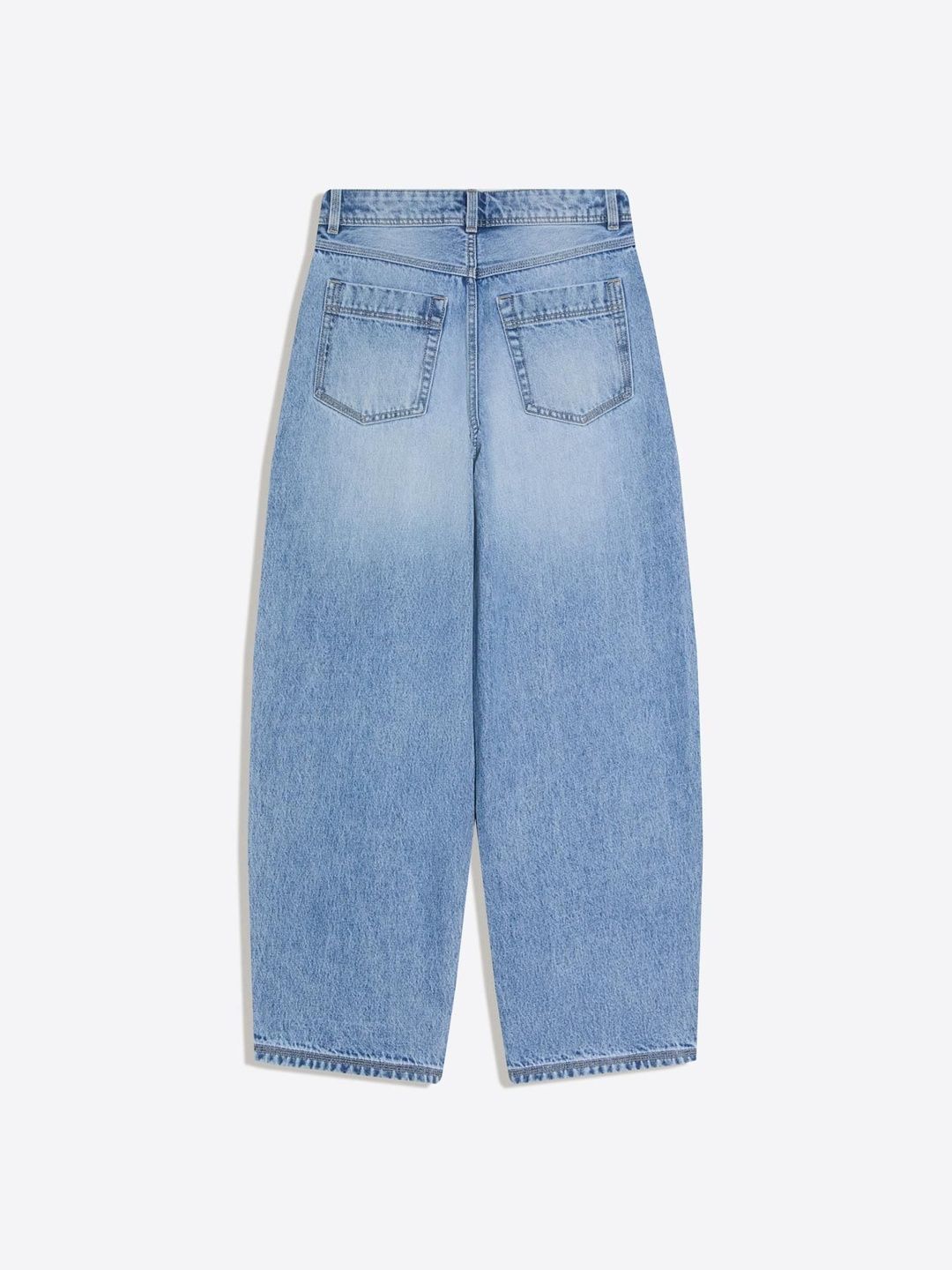 Low-rise Pure Cotton Wide-leg Barrel Jeans With Front Buttons